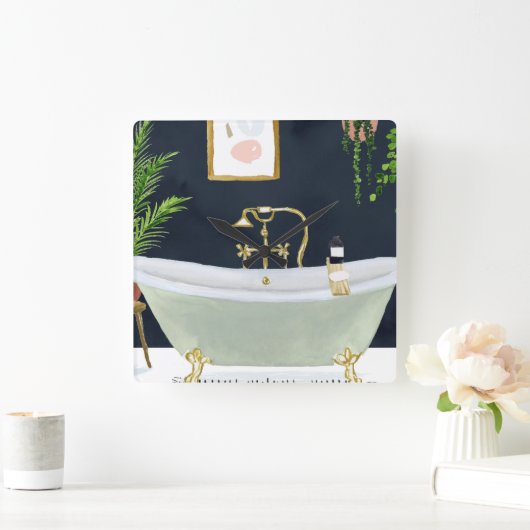 Boho Bath I Vierkante Klok (Huis)