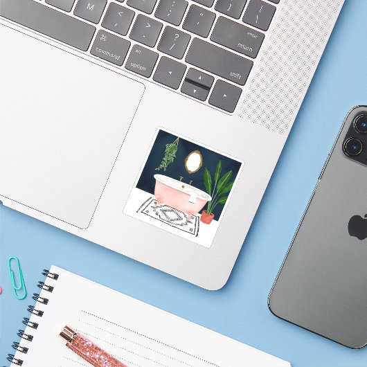 Boho Bath II Sticker (Laptop met iPhone)