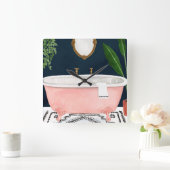 Boho Bath II Vierkante Klok (Huis)