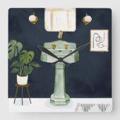 Boho Bath Sinks II Vierkante Klok (Voorkant)