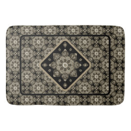 Boho Bathmat Sepia en zwarte medaillons op zwart Badmat