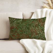 Boho Batik Green en Rust Foliage Pattern