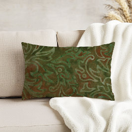 Boho Batik Green en Rust Foliage Pattern Accent Kussen