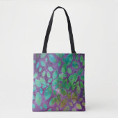 Boho Batik Paars Green Abstract Leaf Pattern Tote Bag (Voorkant)