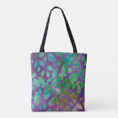 Boho Batik Paars Groen Abstract Blad Patroon Tote Bag (Achterkant)