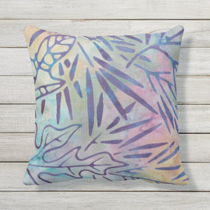 Boho Batik Paarse Leaves Pastel Rainbow Buitenkussen