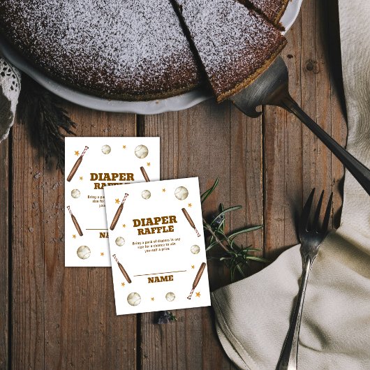 Boho Batter Up Baseball Diaper Raffle Baby Shower Informatiekaartje
