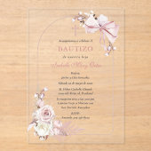 Boho Bautizo Uitnodiging Meisjes Acryl Uitnodiging (Voorkant)