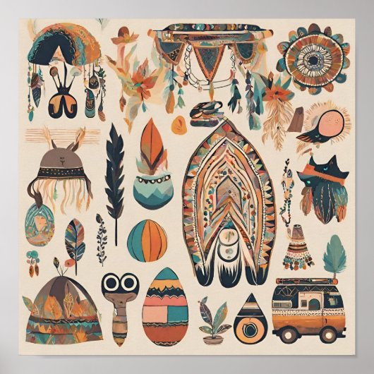 Boho Bazaar: Marketplace of Marvels Wall Art Poster (Voorkant)