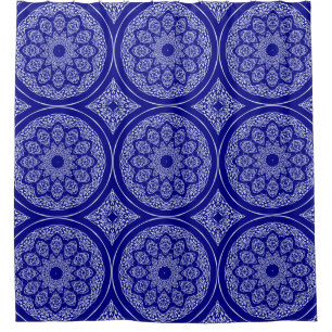 Boho Bazaar, Mix & Match Cobalt Pattern Douchegordijn