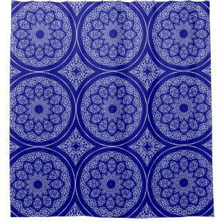 Boho Bazaar, Mix & Match Cobalt Pattern Douchegordijn