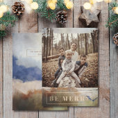 Boho Be Merry One Photo Gouden Kerstmis Feestdagenkaart