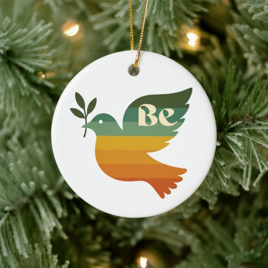 Boho Be Peace Retro Holiday Ceramic Ornament (Boom)