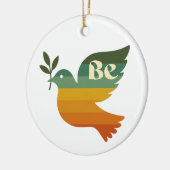 Boho Be Peace Retro Holiday Ceramic Ornament (Links)