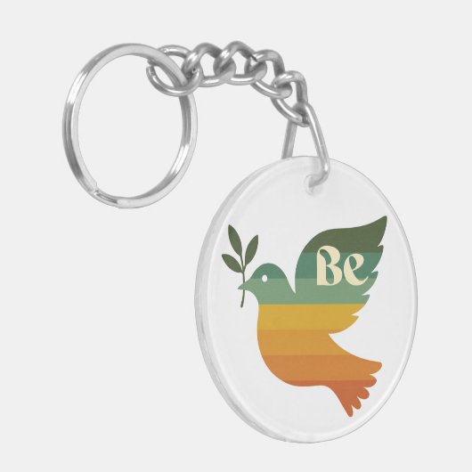 Boho Be Peace Retro Holiday Keychain (Voorkant Links)