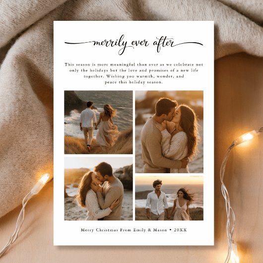 Boho Beach 4 Photo Merrily Ever After Wedding Feestdagenkaart