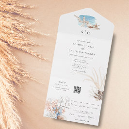Boho Beach All in One Wedding Invite All In One Uitnodiging