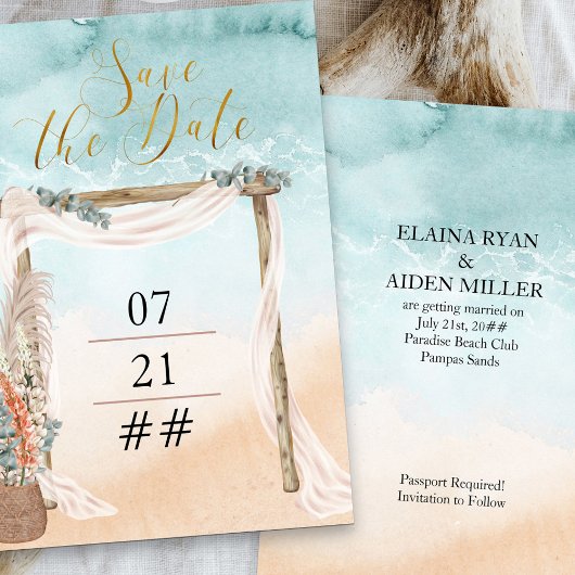 Boho Beach Arbor Bestemming Trouwen Save The Date