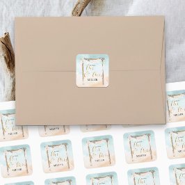 Boho Beach Arbor de toekomst Mr. & Mrs. Vierkante Sticker