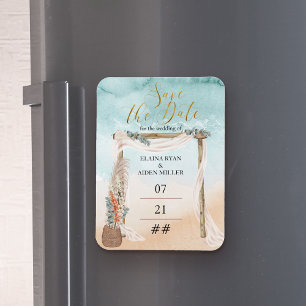 Boho Beach Arbor Destination Wedding Save the Date Magneet