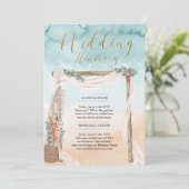 Boho Beach Arbor Ocean Wedding Itinerary Kaart (Staand voorkant)