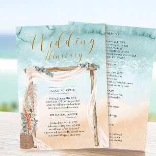 Boho Beach Arbor Ocean Wedding Itinerary Kaart