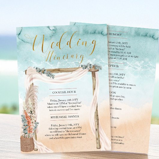 Boho Beach Arbor Ocean Wedding Itinerary Kaart