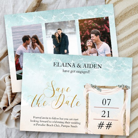 Boho Beach Arbor Trouwfoto 3 Save The Date