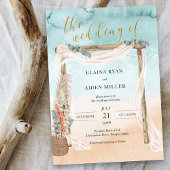 Boho Beach Arbor Waterverf Ocean Wedding Kaart
