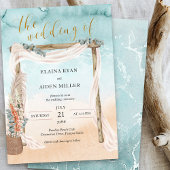Boho Beach Arbor Waterverf Ocean Wedding Kaart