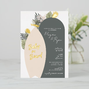 Boho Beach Baby aan boord Baby shower Folie Uitnodiging