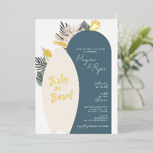 Boho Beach Baby aan boord Baby shower Folie Uitnodiging