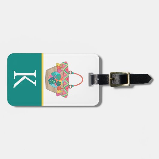 Boho Beach Bag, Colour Block, Teen's, Kind Initiaa Bagagelabel (Voorkant horizontaal)