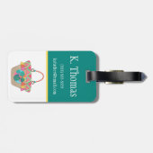 Boho Beach Bag, Colour Block, Teen's, Kind Initiaa Bagagelabel (Achterkant horizontaal)