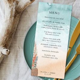 Boho Beach Bestemming Bruiloft Ocean Shoreline Menu