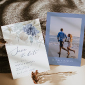 Boho Beach Blauw Bruiloft Save The Date Uitnodigin Kaart