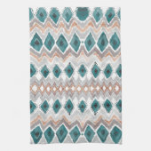 Boho Beach Blauwgroen Peach Bleek Grijze Waterverf Theedoek (Verticaal)