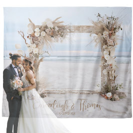 Boho Beach Bliss Bruiloft Tapestry Achtergrond Wandkleed