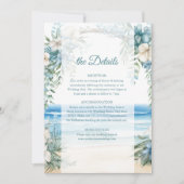 Boho Beach Blue Floral Arch Wedding Details Kaart (Voorkant)