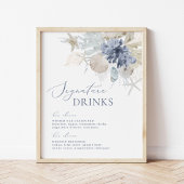 Boho Beach Blue Wedding Signature Drinken Sign Poster