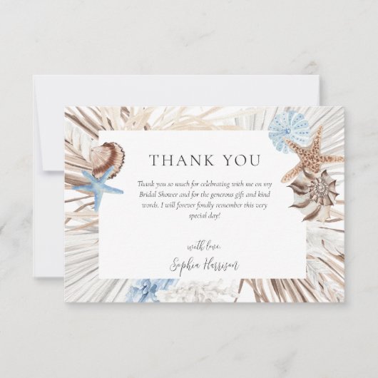 Boho Beach Bruidsfeest Bedankkaart (Voorkant)