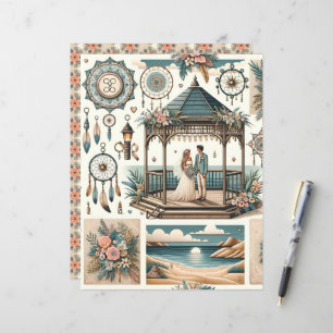 Boho Beach Bruiloft Scrapbook Papier