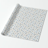 Boho Beach Cherries - beige blue fruit pattern. Cadeaupapier (Uitgerold)