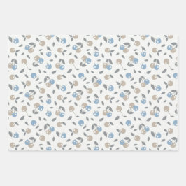 Boho Beach Cherries - beige blue fruit pattern. Inpakpapier Vel
