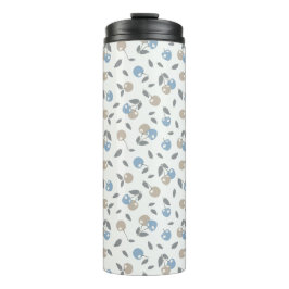 Boho Beach Cherries - beige blue fruit pattern. Thermosbeker