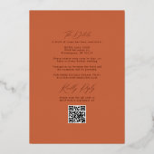 Boho Beach Coastal & RSVP QR Code Weddenschap Gold Folie Uitnodiging (Achterkant)