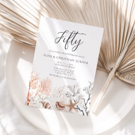 Boho Beach Coral Reef 50th Wedding Jubileum Kaart