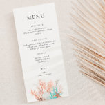 Boho Beach Coral Reef Menu<br><div class="desc">Viel in stijl met deze elegante waterverf koraalrif met de menukaart.</div>