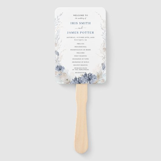 Boho Beach Destination Hampton Wedding Programma Handwaaier (Voorkant)