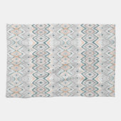 Boho Beach Diamond Chevron Blauwgroen Peach Bleek  Theedoek (Horizontaal)